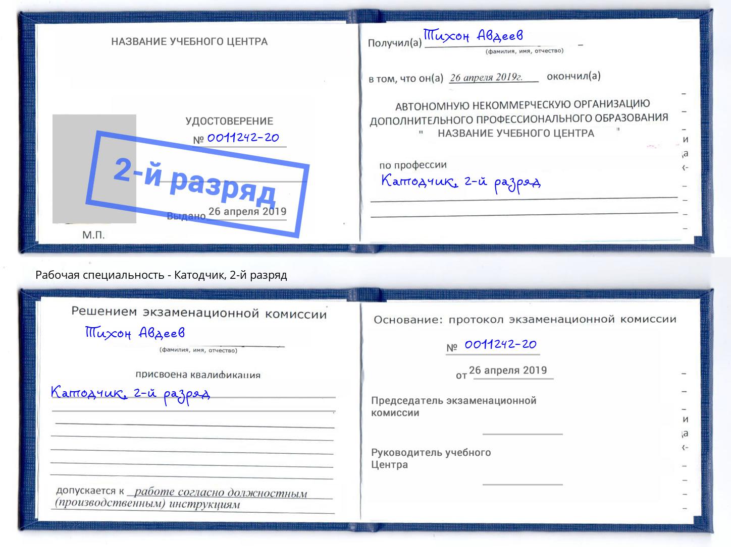 корочка 2-й разряд Катодчик Артем