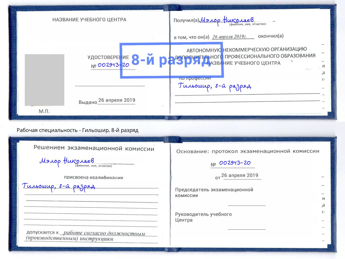 корочка 8-й разряд Гильошир Артем