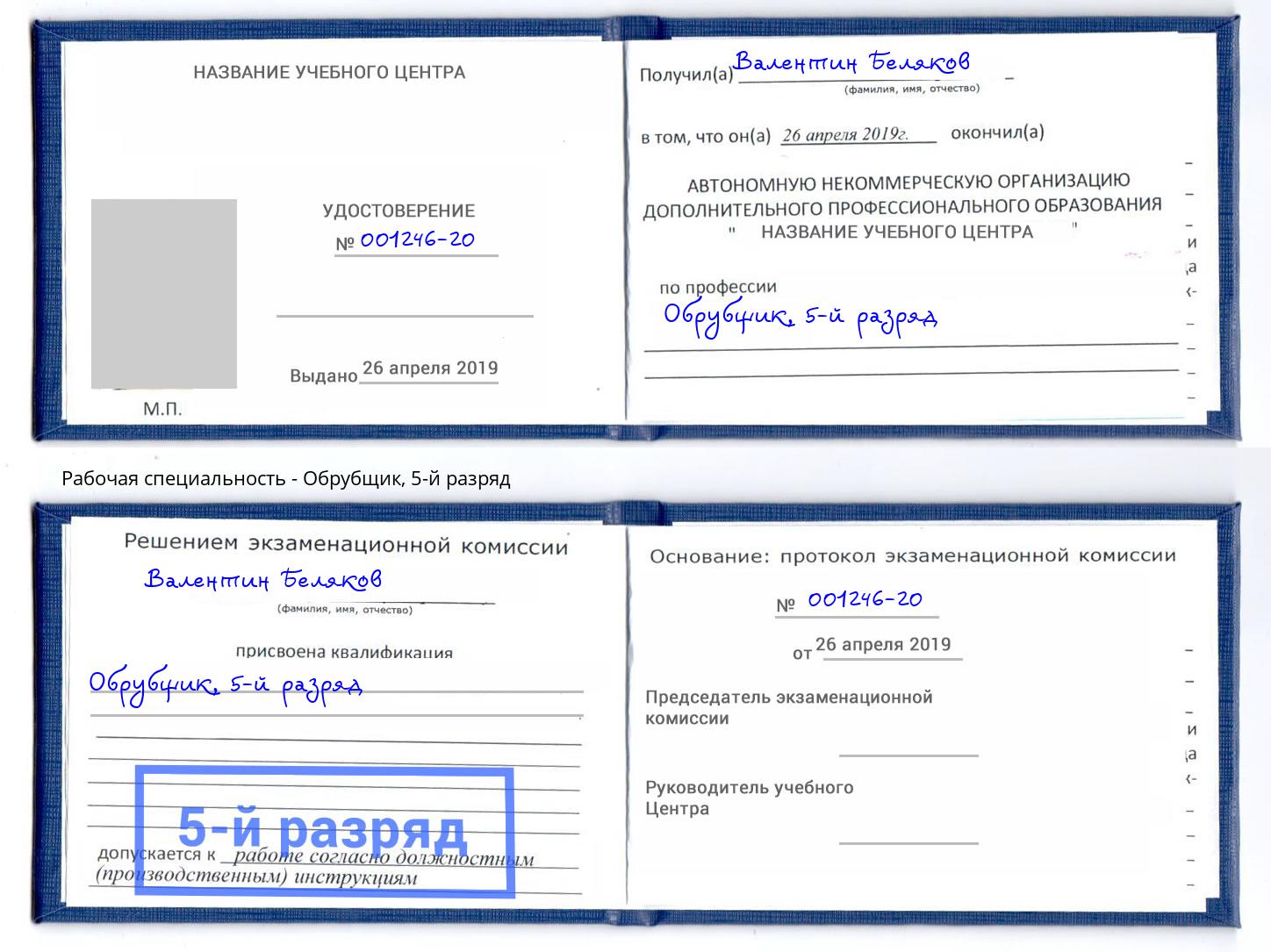 корочка 5-й разряд Обрубщик Артем